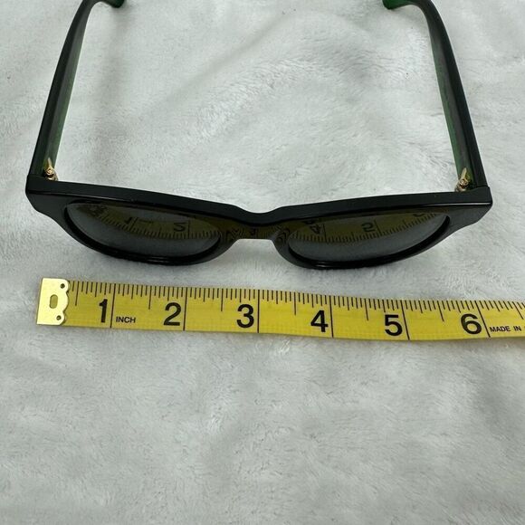 Gucci Unisex Polarized Sunglasses Black Square Frame Green Red Stripe Sides - Picture 11 of 14